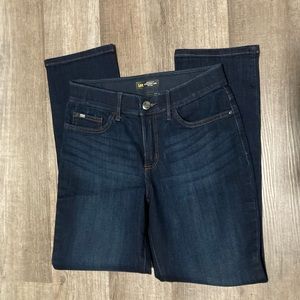 Lee strait leg mid ride dark blue jeans
